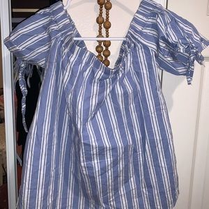 Charlotte Russe XS Blue and White off shoulder